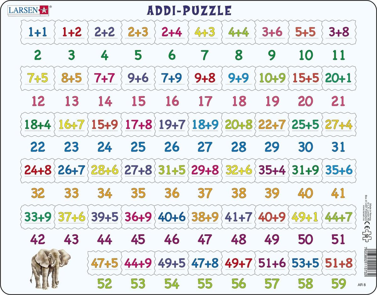 Puzzel Maxi Leren Rekenen - Optellen - 58 stukjes