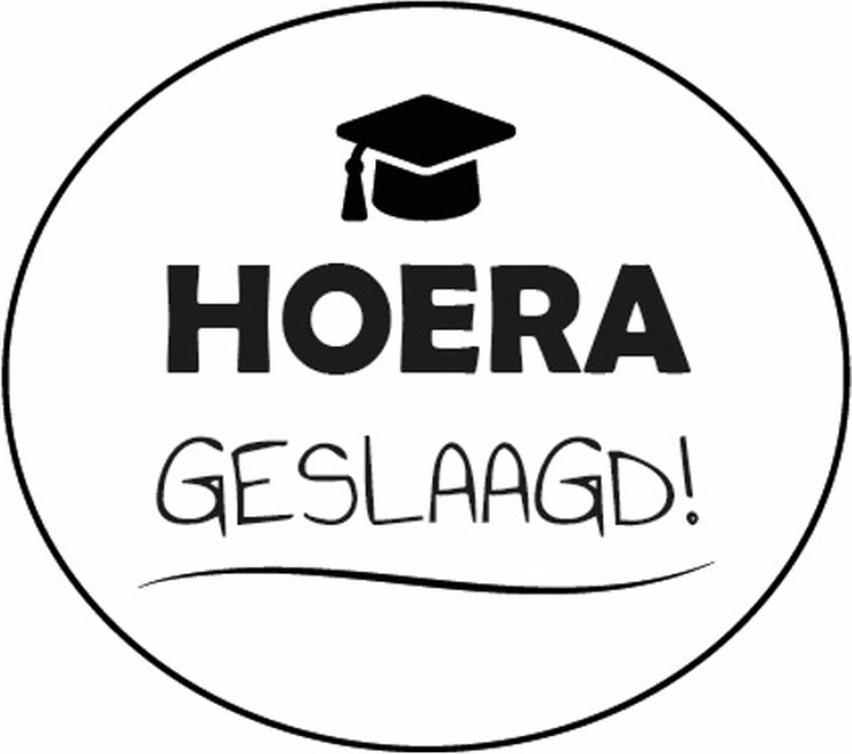 LBM Hoera Geslaagd raamsticker - sticker herbruikbaar - zwart, wit, 48 x 48 cm