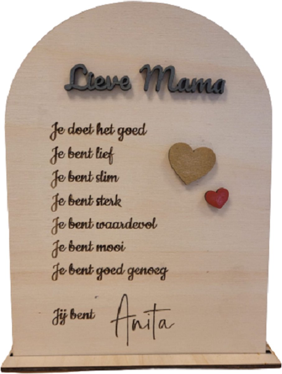 LBM gepersonaliseerd affirmatie bordje mama - hout