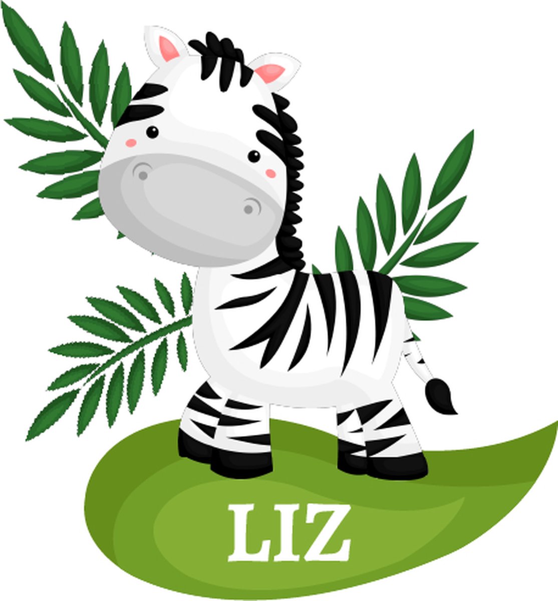 Raamsticker geboorte met zebra en naam - Raamsticker - Geboorte - Jungle - Dieren - Zebra - Gepersonaliseerde naam