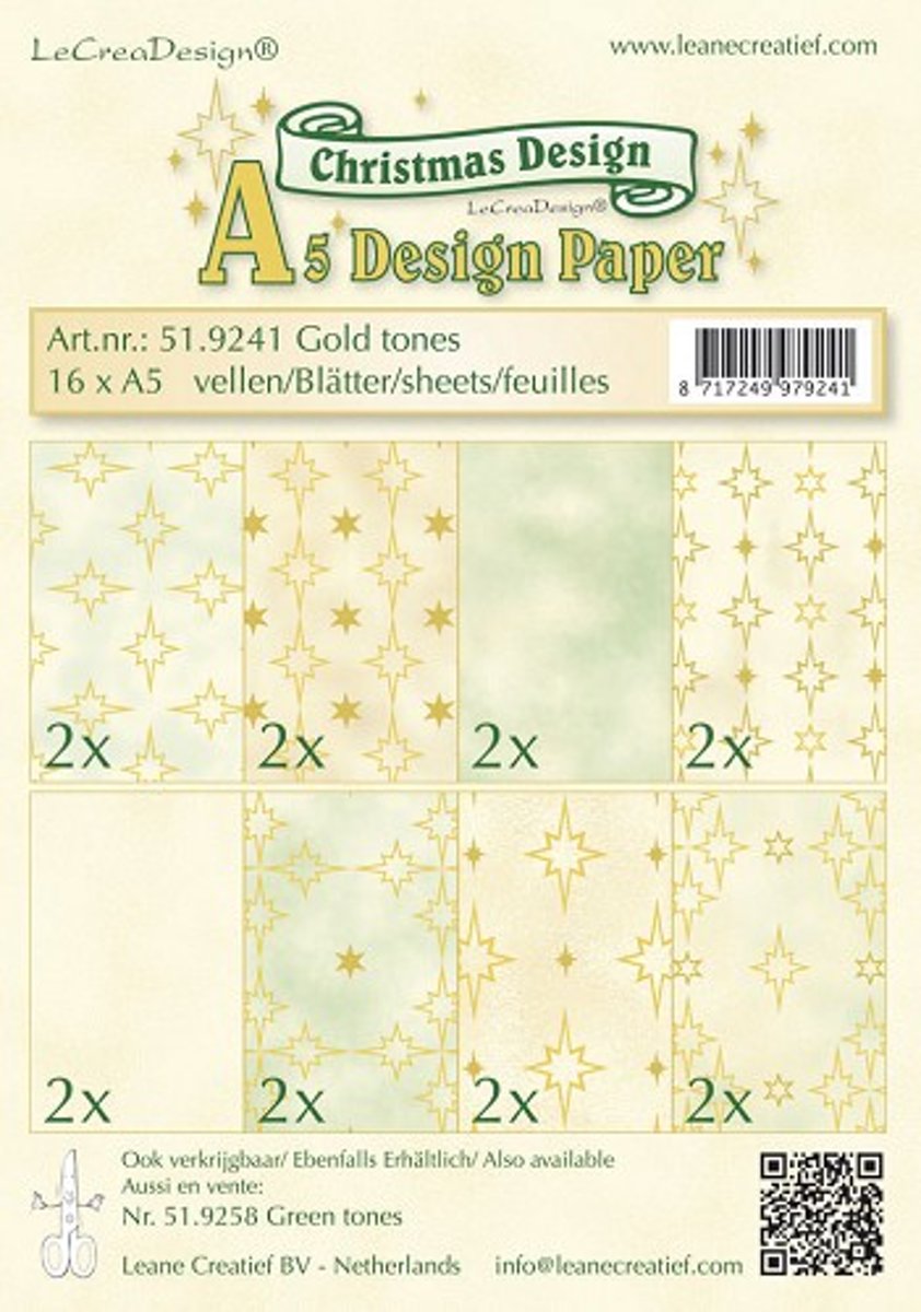 Design papier assortiment Christmas gold tones 16xA5