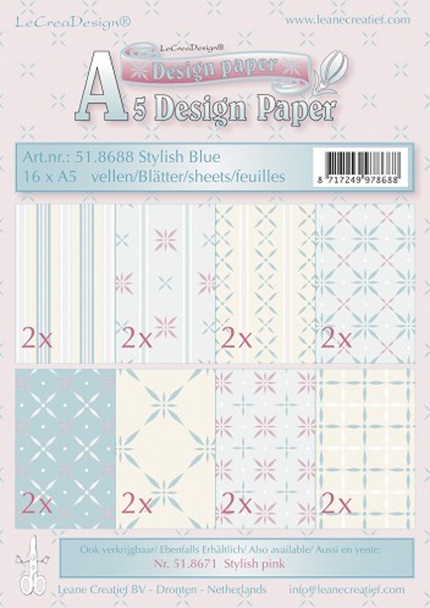 Design papier assortiment stylish blue 16xA5