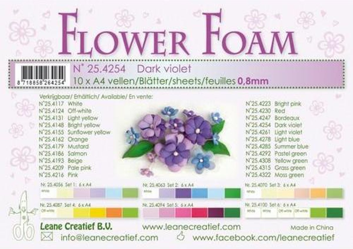 Flower Foam Vellen a4 Donkerpaars