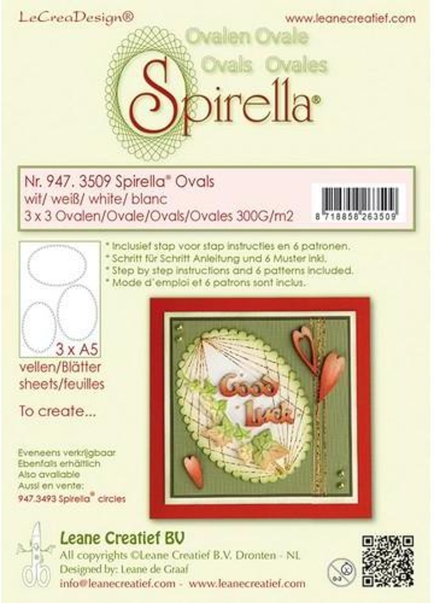 Spirella� 9 Voorgesneden ovalen 300 gr. 3 verschillende formaten, wit incl. instructies en 6 patronen