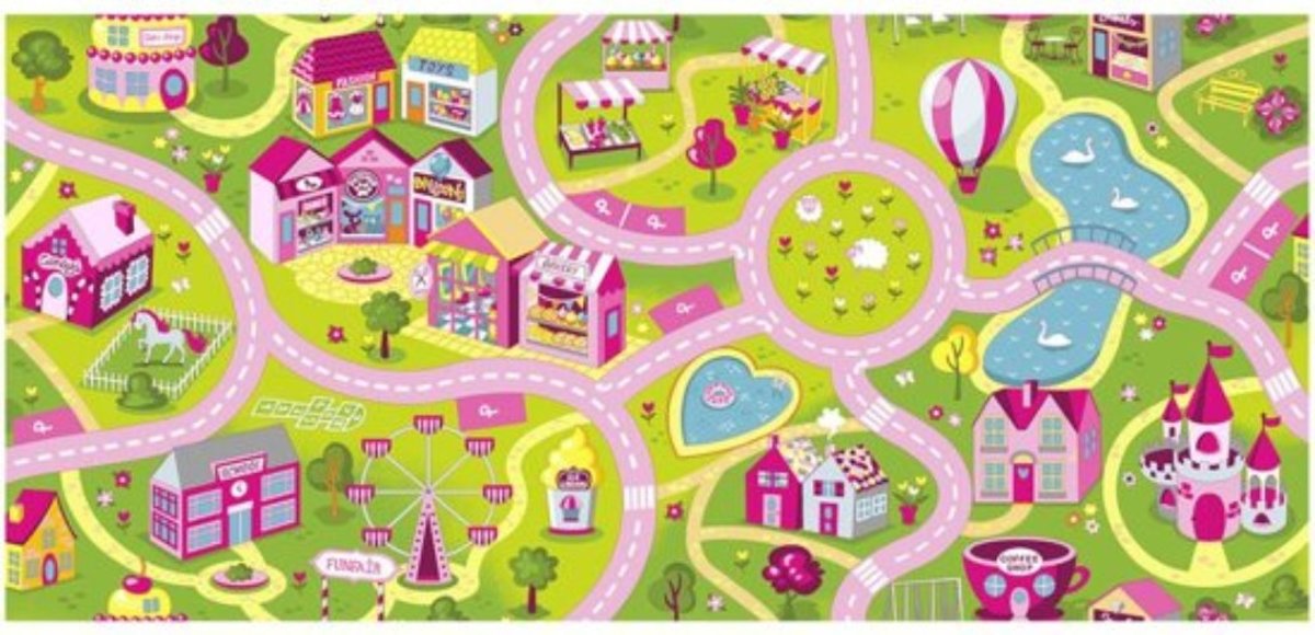 Speelkleed meisjesw rose Sweet town / Fun at the fair 90x200 cm