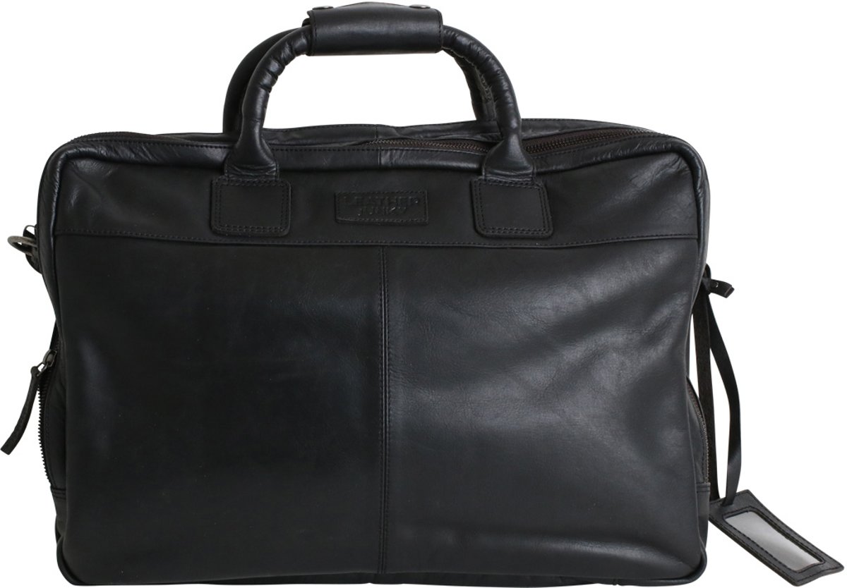 Leather Junky laptop tas - The Monkey Business Bag - Zwart - Leer