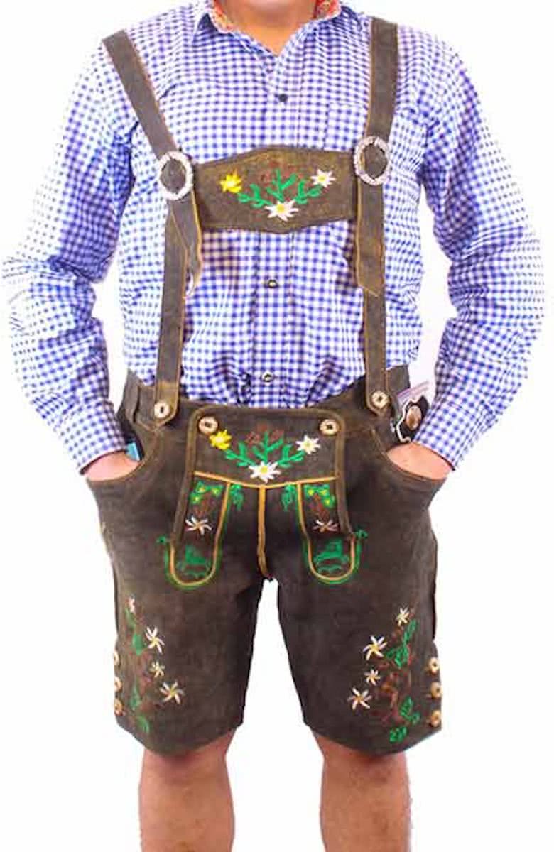 Lederhosen set B (zwarte broek + blauw overhemd) 50-m