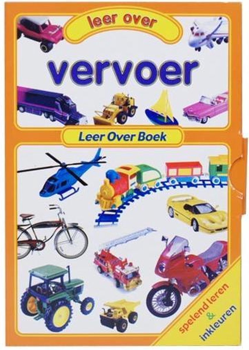 Vervoer -   - Woordjes leren - leeftijdscategorie 1 tot 6 jaar - Spelend leren en inkleuren - Leesboek, prentenboek, kleurboek 3 in 1