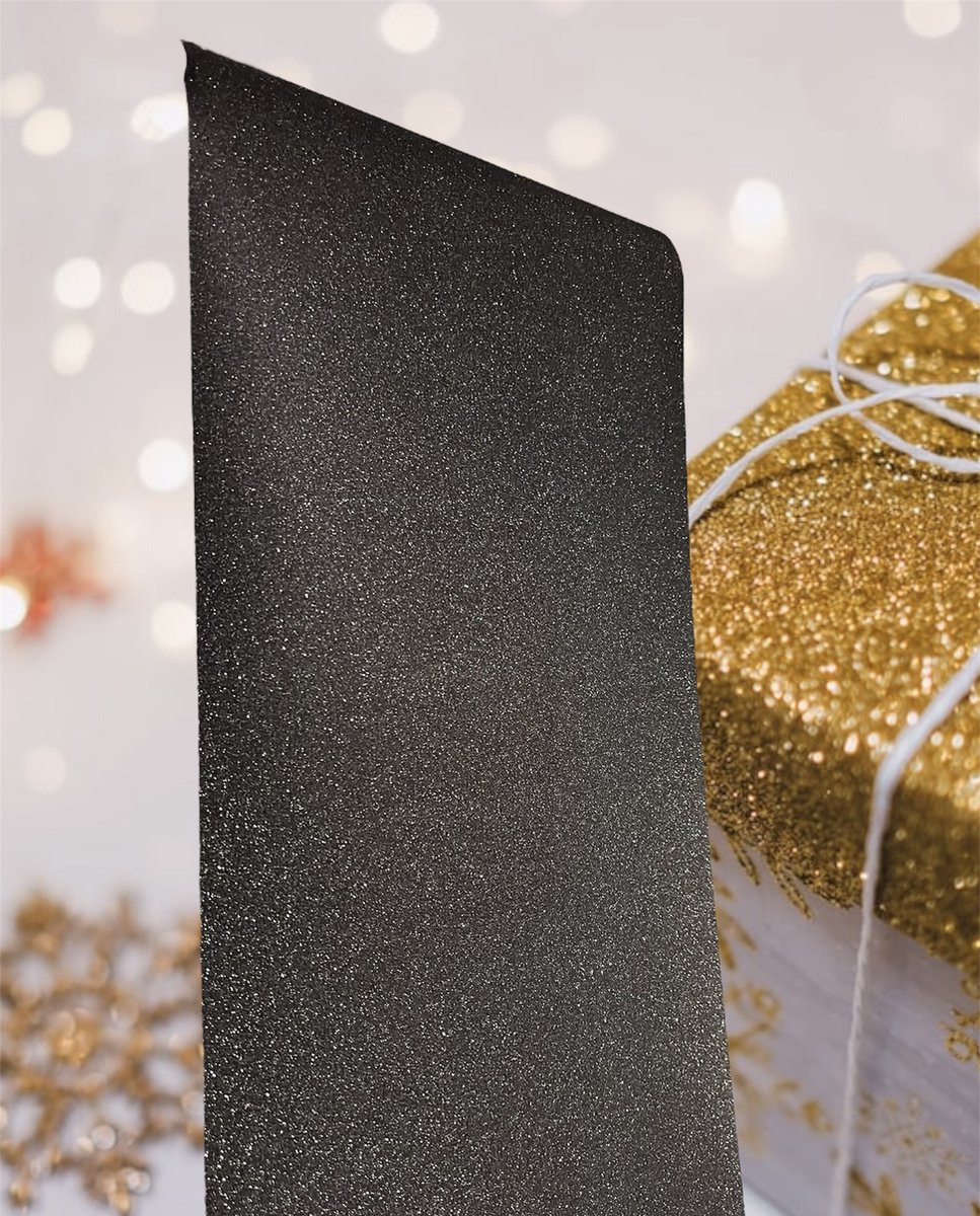 Deluxe tafelloper zwart met glitter -kerst-kerst decoratie- feest