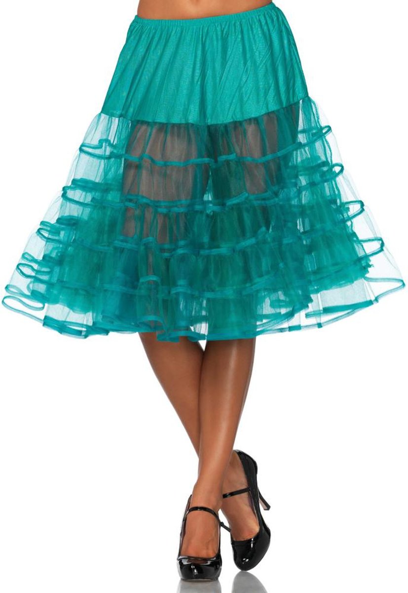 Basic knielange petticoat rok jade groen - Kostuum Party - One size - Leg Avenue