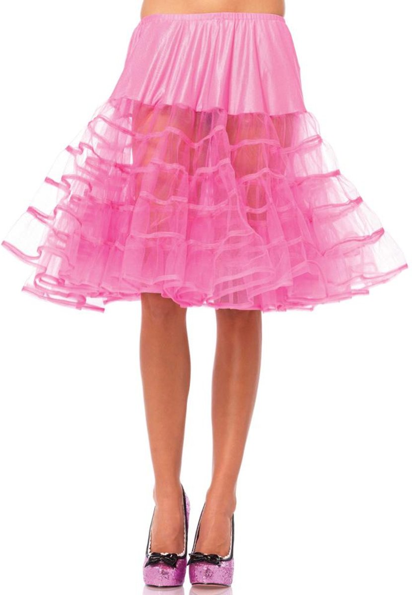 Basic knielange petticoat rok neon roze - Kostuum Party - One size - Leg Avenue