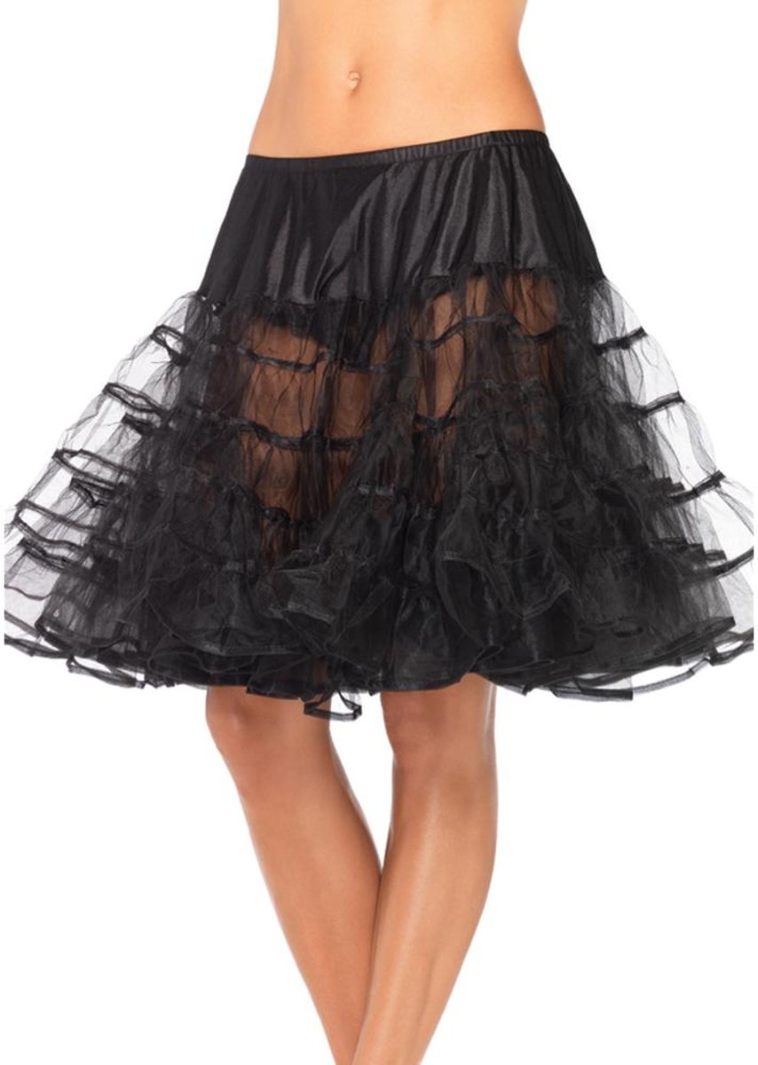 Basic knielange petticoat rok zwart - Kostuum Party - One size - Leg Avenue