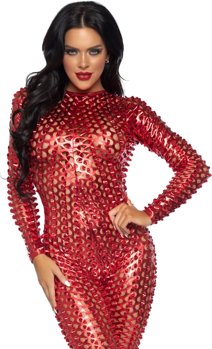 Laser cut metallic catsuit