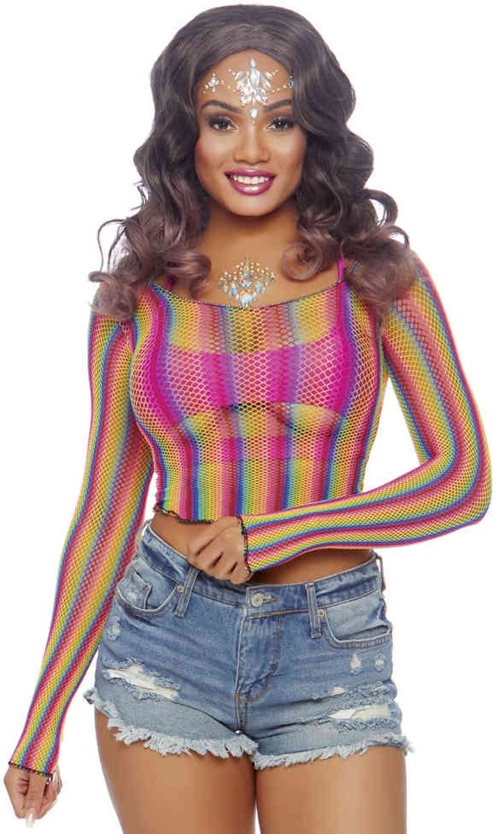 Leg Avenue Crop top Rainbow Fishnet Multicolours