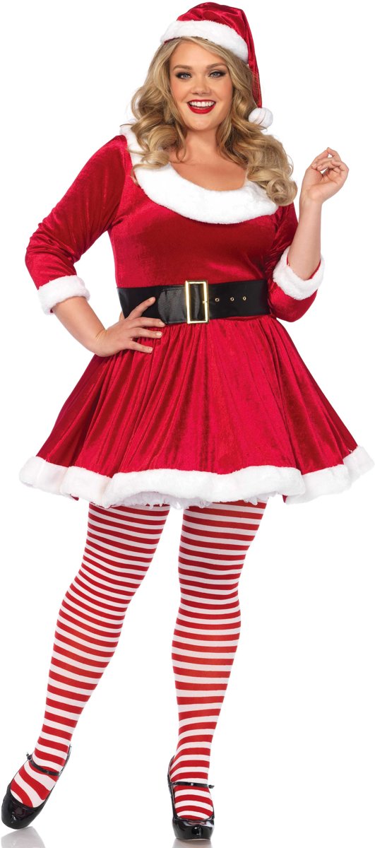 Leg Avenue Kerstjurkje + Kerstmuts Santa Sweetie (rood, 3X/4X)