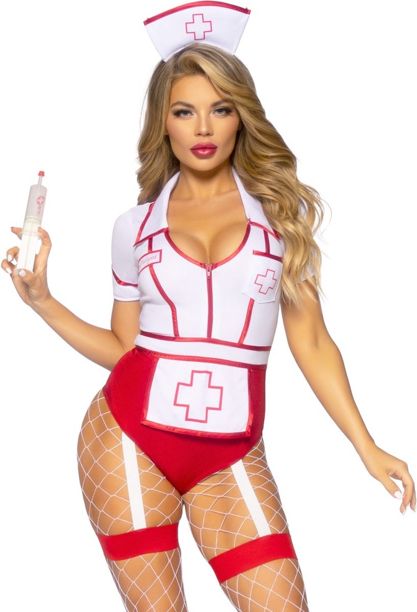 Leg Avenue Kostuum -M- Nurse Feelgood Wit/Rood