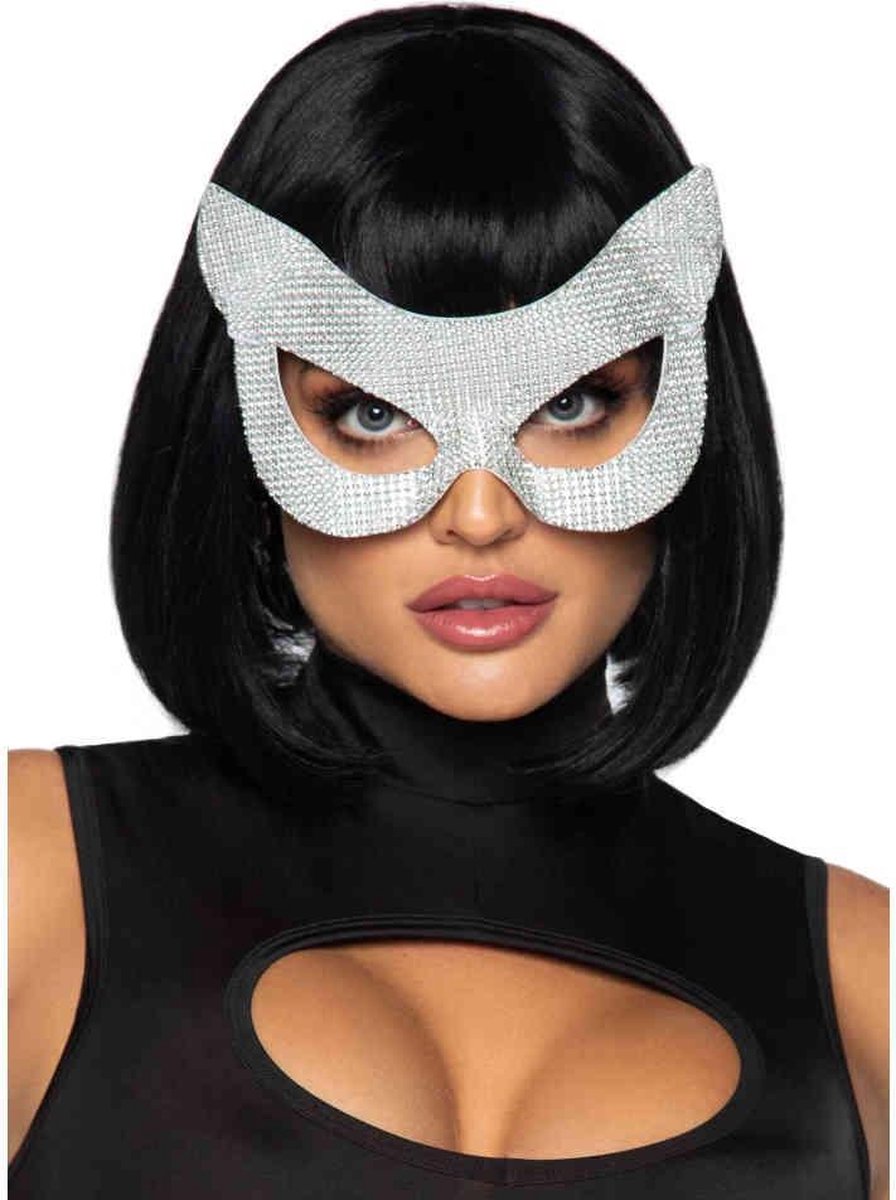   Kostuum Oogmasker Faux Rhinestone Zilverkleurig