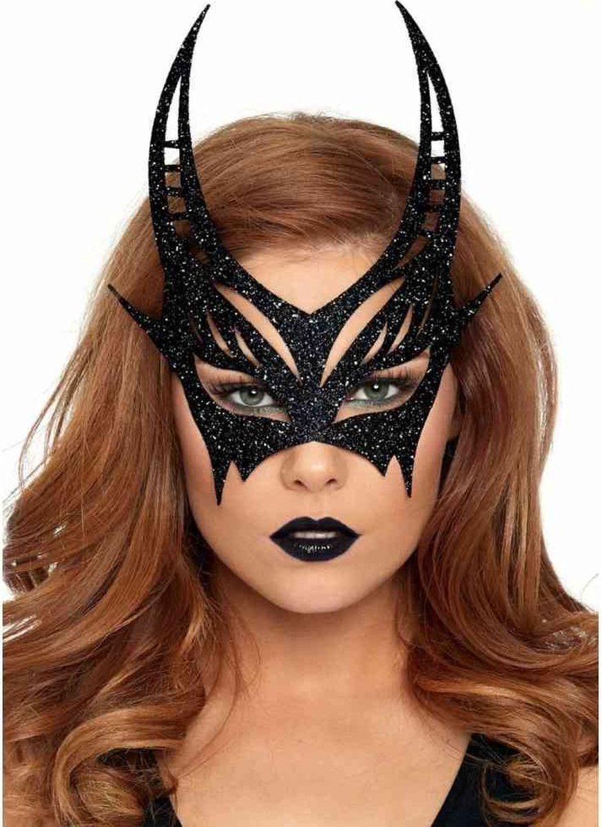 Leg Avenue Masker Glitter Devil Zwart