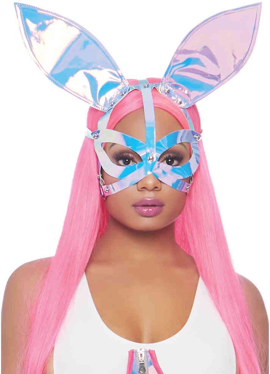 Leg Avenue Masker Holographic Vinyl Bunny Multicolours