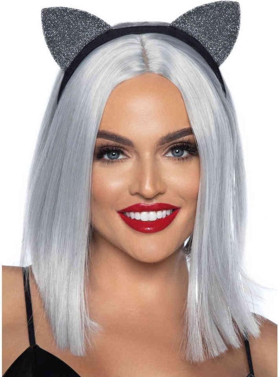   Oren haarband Glitter Cat Zilverkleurig