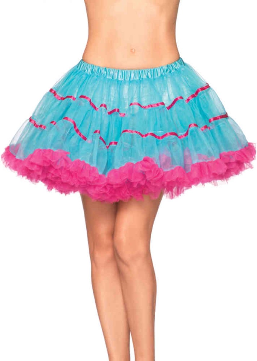 Leg Avenue Petticoat Satin Stripe Turquoise/Roze