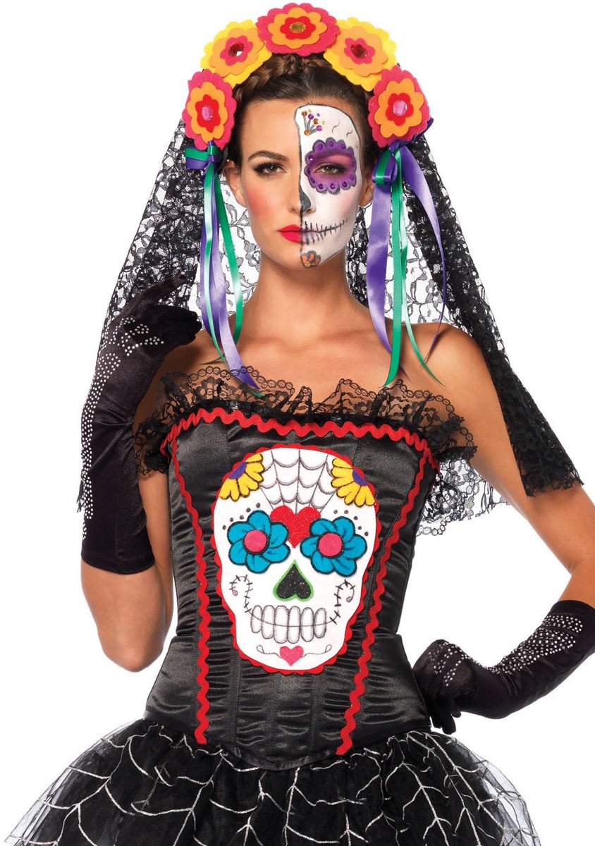 Leg Avenue Sugar Skull Bustier, Model 85347, Maat L