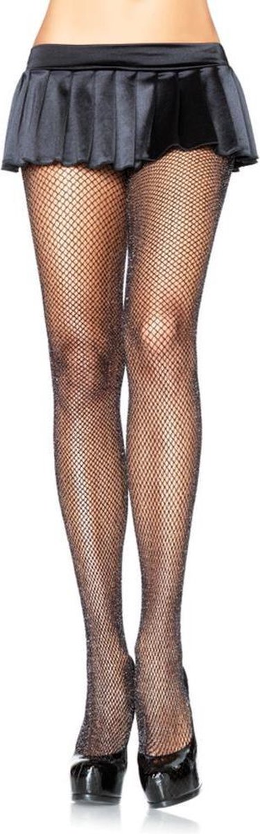 Leg Avenue Visnet panty Glitter Zwart/Zilverkleurig