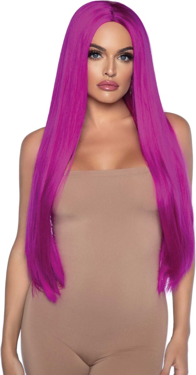 Long straight center part wig