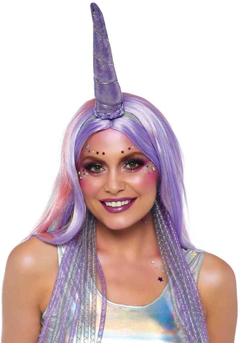 Mystical Unicorn haarband met manen lavendel paars - One size -  