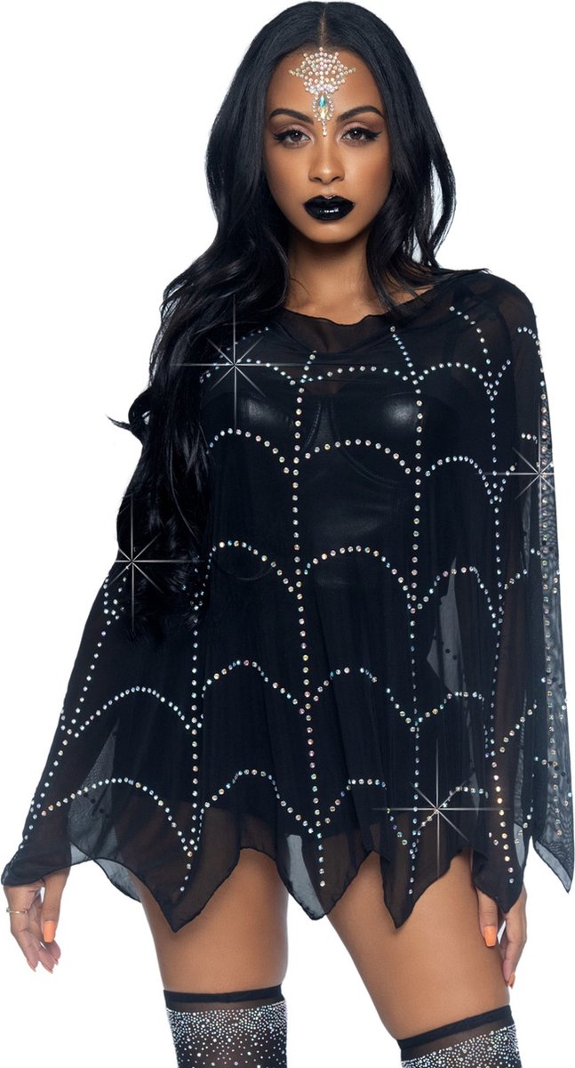 Sheer rhinestone poncho