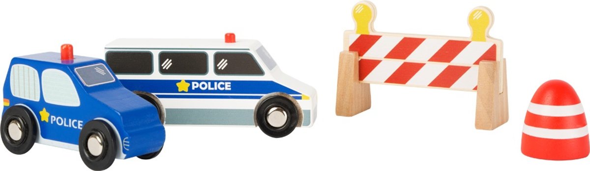 Legler Small Foot Houten Politievoertuigen Met Accessoires 4-delig