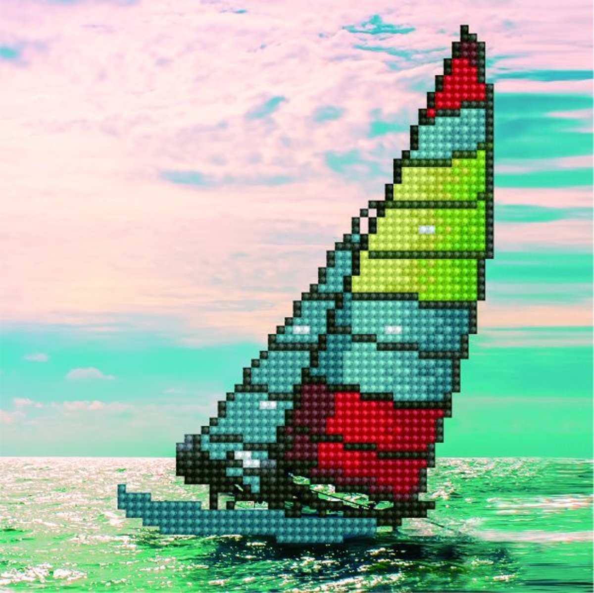 50465 DIAMOND ART(Powered by Diamond Dotz) - 20.32 x 20.32cm Kits Sailboat