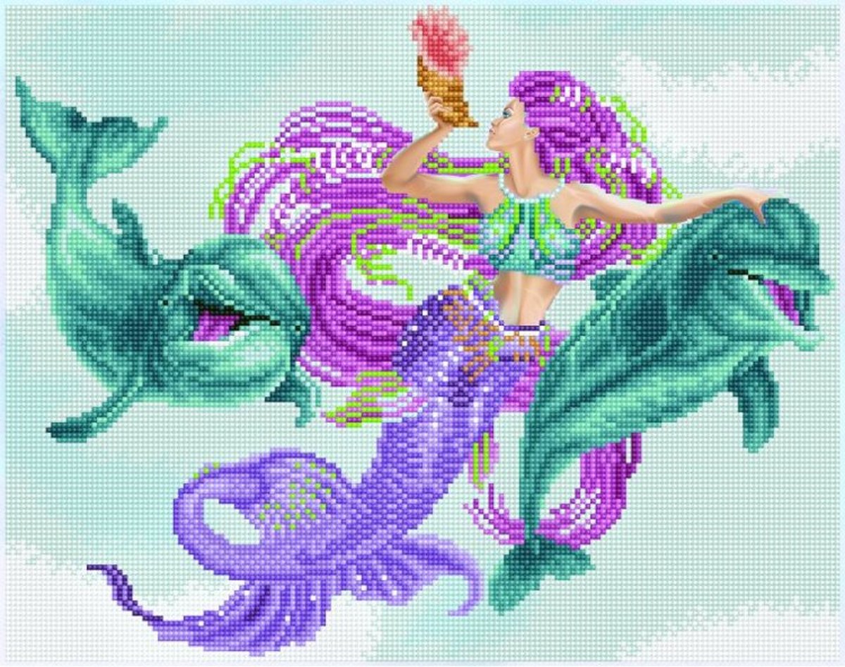 51149 DIAMOND ART(Powered by Diamond Dotz) - 47x37cm Kits Mermaid and Friends