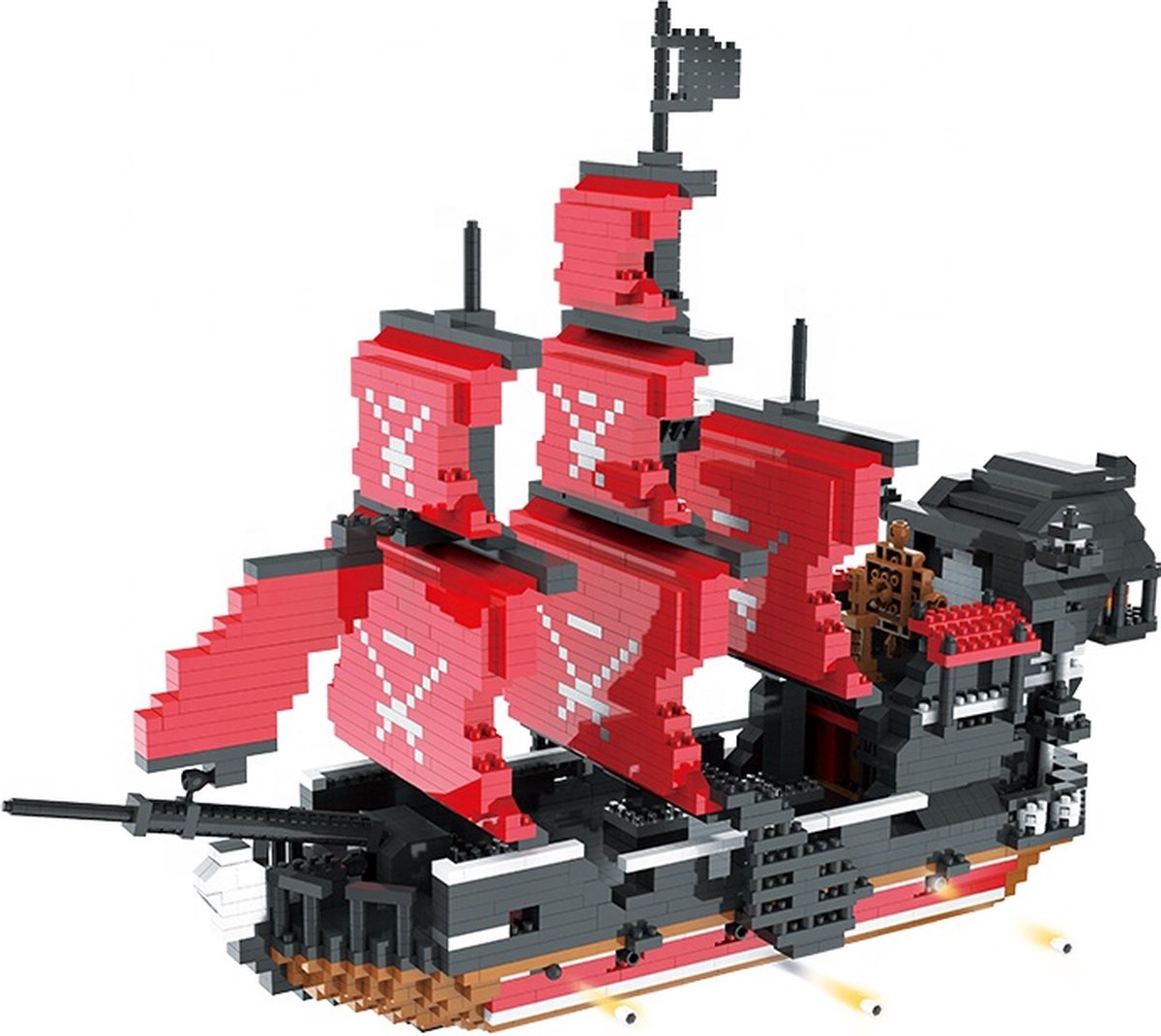 Creboblocks Piratenschip Zwart Met Rood 3394 Nanoblocks