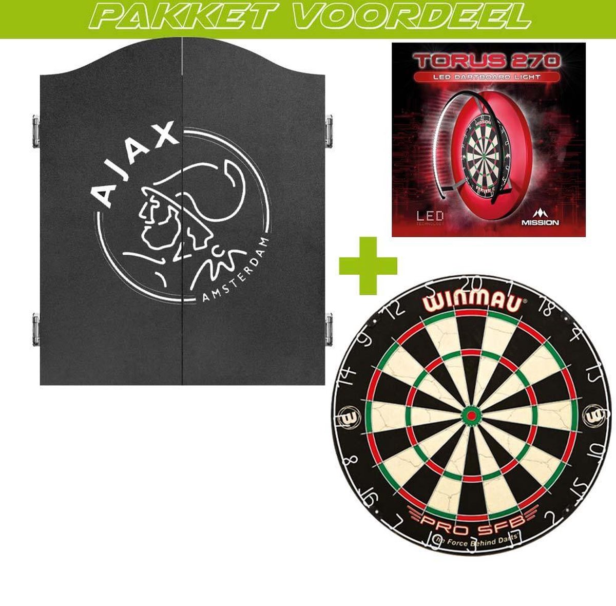 Ajax Kabinet Deluxe Zwart + Winmau Pro SFB + Mission Torus 270