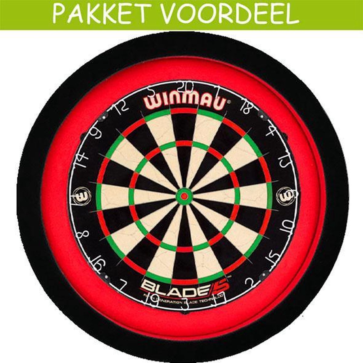 Dartbord Verlichting Voordeelpakket Deluxe + Blade 5 + Dartbordverlichting Deluxe(Rood - Zwart)