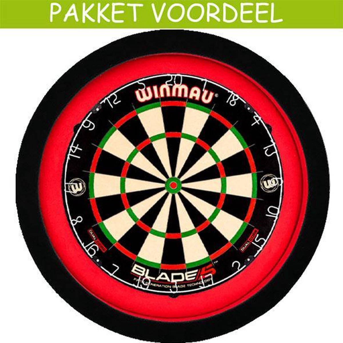 Dartbord Verlichting Voordeelpakket Deluxe + Dual Core + Dartbordverlichting Deluxe(Rood - Zwart)