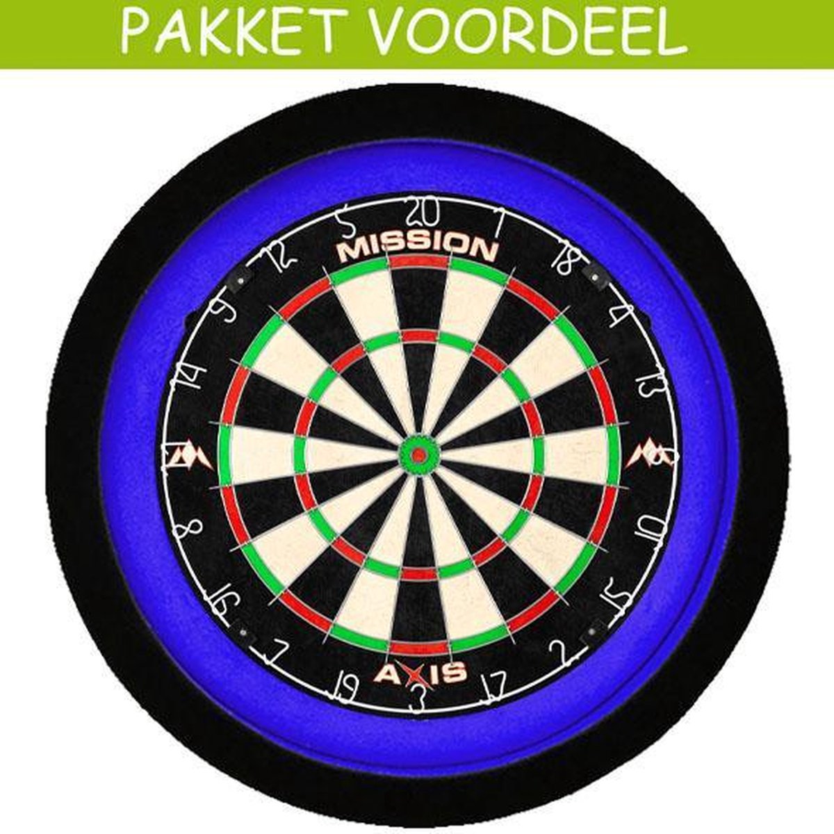 Dartbord Verlichting Voordeelpakket Deluxe + Mission Axis + Dartbordverlichting Deluxe(Blauw - Zwart)