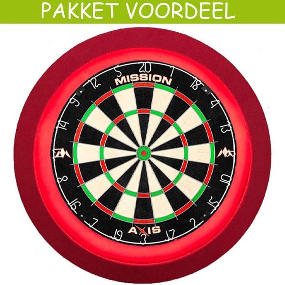 Dartbord Verlichting Voordeelpakket Deluxe + Mission Axis + Dartbordverlichting Deluxe(Rood)