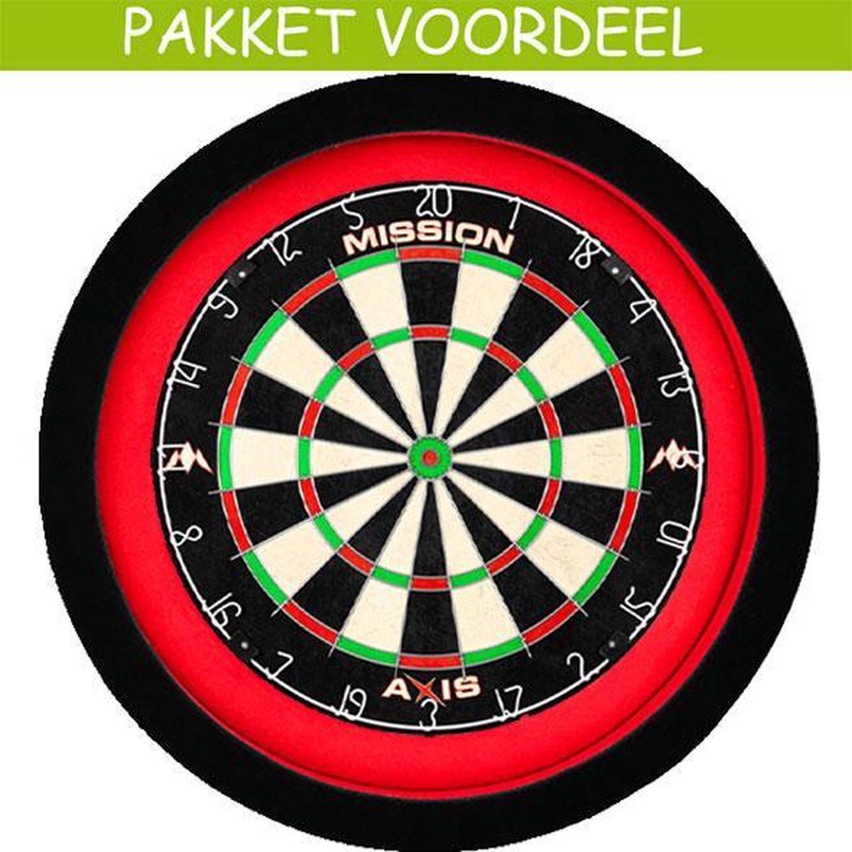 Dartbord Verlichting Voordeelpakket Deluxe + Mission Axis + Dartbordverlichting Deluxe(Rood - Zwart)