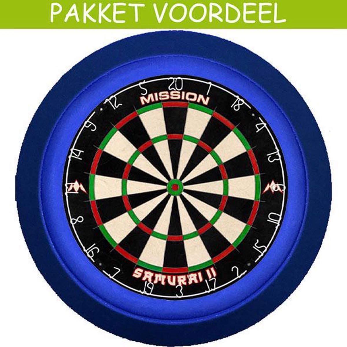 Dartbord Verlichting Voordeelpakket Deluxe + Mission Samurai 2 + Dartbordverlichting Deluxe(Blauw)