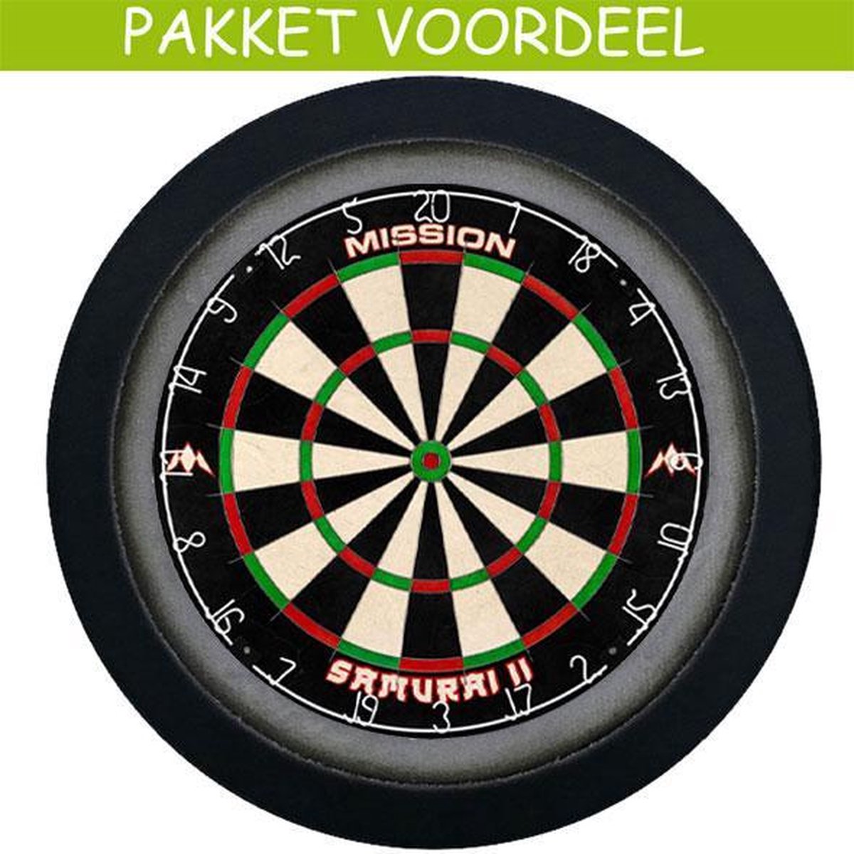 Dartbord Verlichting Voordeelpakket Deluxe + Mission Samurai 2 + Dartbordverlichting Deluxe(Zwart)