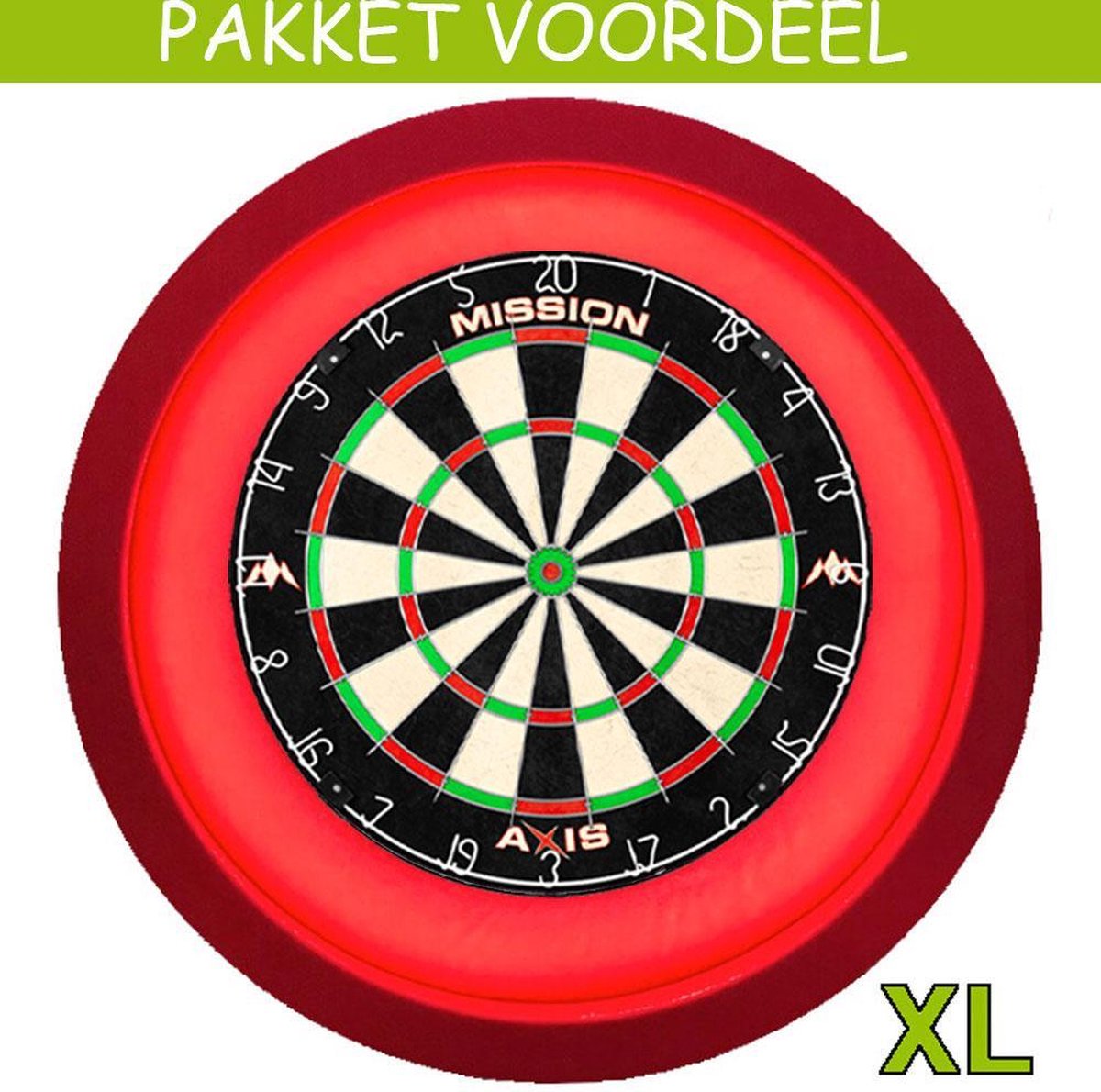 Dartbord Verlichting Voordeelpakket Super Deluxe + Mission Axis + Dartbordverlichting Deluxe XL(Rood)