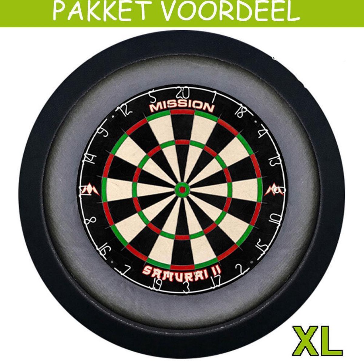 Dartbord Verlichting Voordeelpakket Super Deluxe + Mission Samurai 2 + Dartbordverlichting Deluxe XL(Zwart)