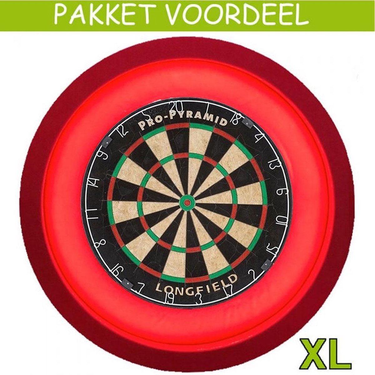 Dartbord Verlichting Voordeelpakket Super Deluxe + Pro Pyramid + Dartbordverlichting Deluxe XL(Rood)