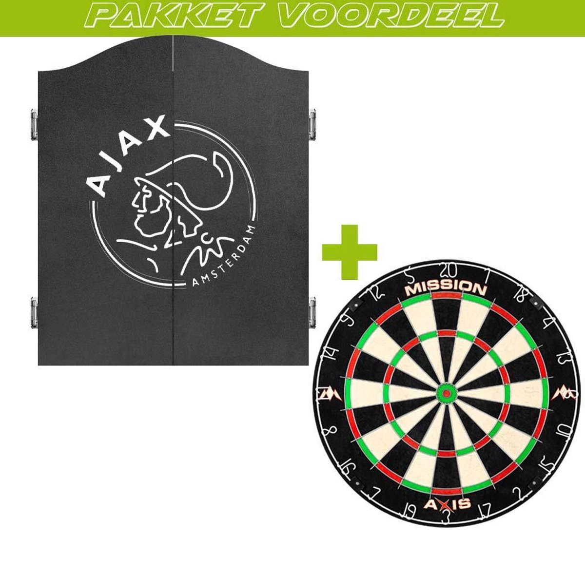 Dartkabinet Voordeelpakket+Ajax Kabinet DeLuxe+Mission Axis+Exclusief verlichting