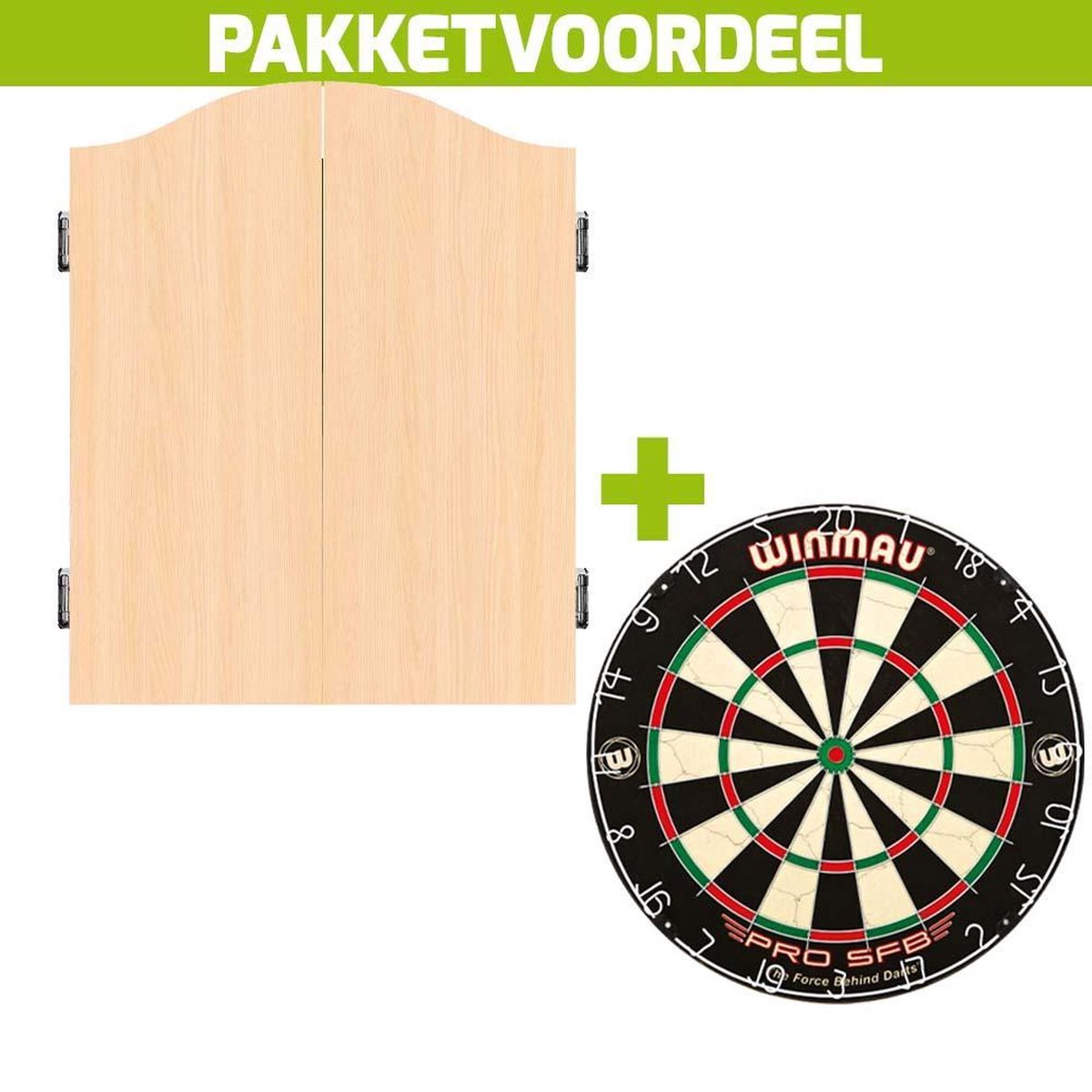 Dartkabinet Voordeelpakket+Mission Deluxe Light Oak+Pro SFB+Exclusief verlichting