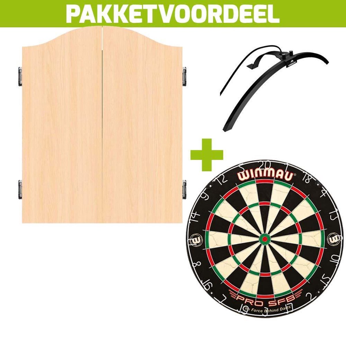 Dartkabinet Voordeelpakket+Mission Deluxe Light Oak+Pro SFB+Met Mission Torus 100