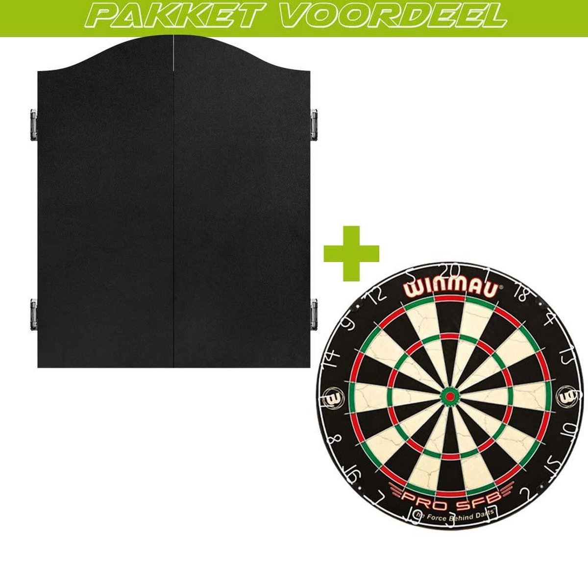 Dartkabinet Voordeelpakket+Mission Deluxe Plain Zwart+Pro SFB+Exclusief verlichting