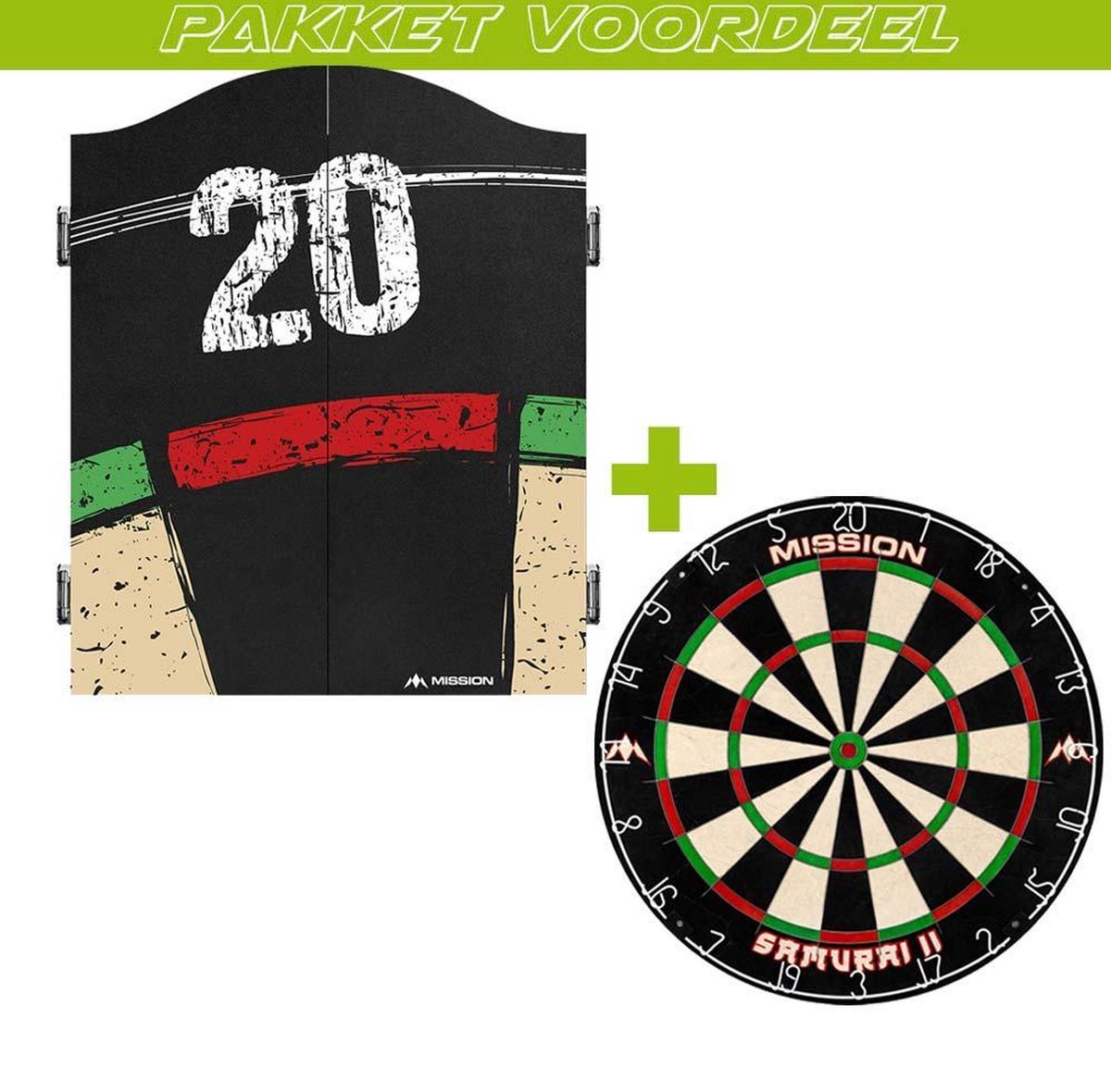 Dartkabinet Voordeelpakket+Mission Double Tops+Mission Samurai 2+Exclusief verlichting